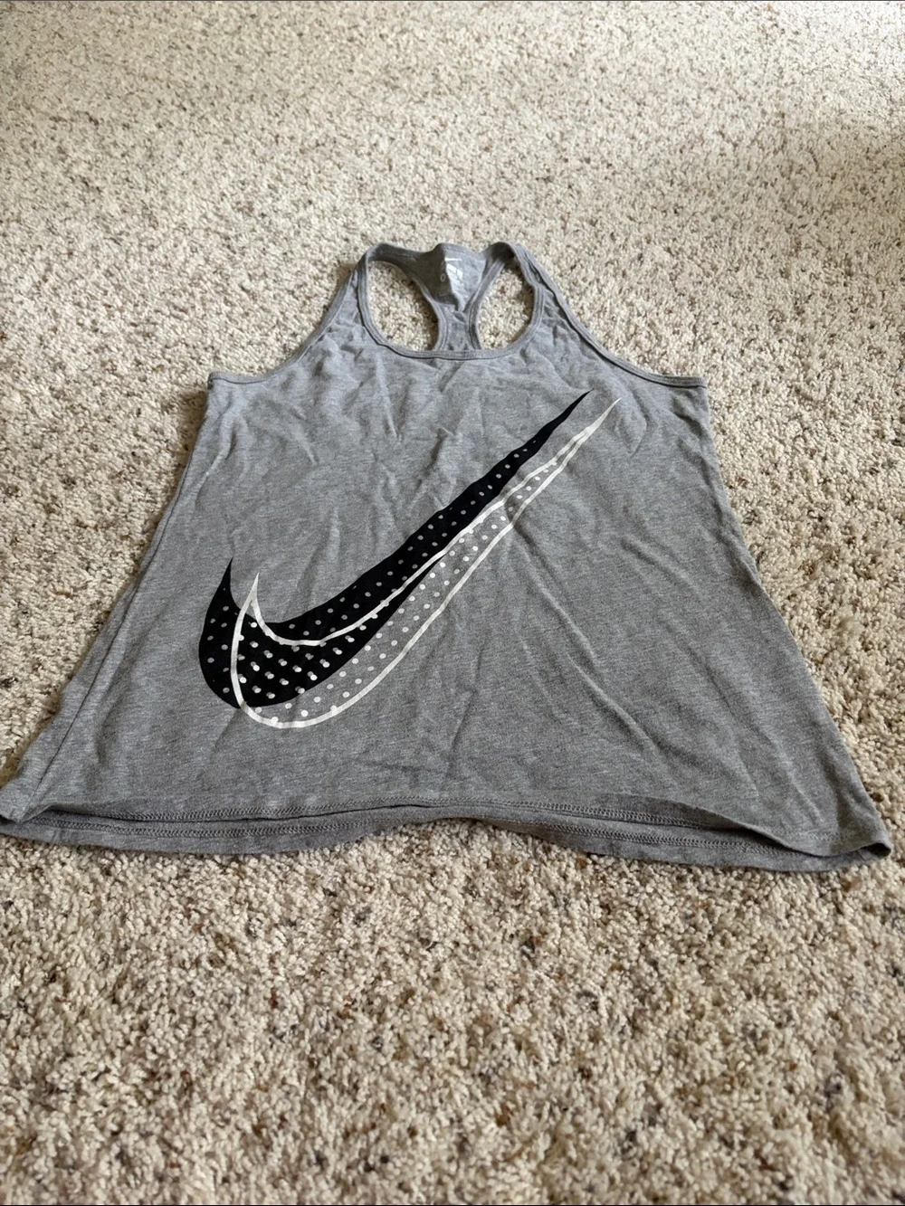 Nike Gray Racerback Tank with Polka Dot Swoosh
